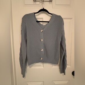 Jessica Simpson Women's V-Neck Cropped Button-Up Sweater - Green